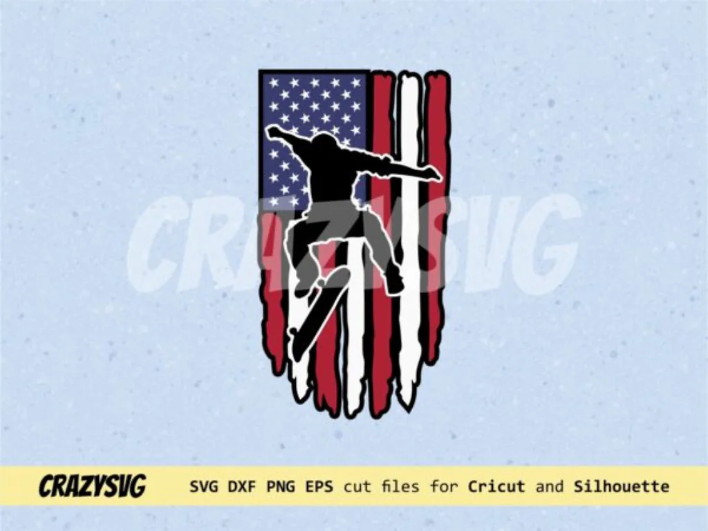 Skateboard SVG USA Flag American