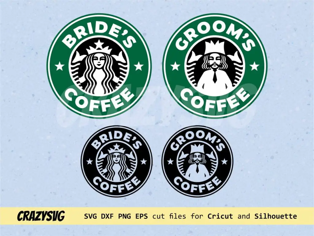 Wedding Starbucks Bride and Groom SVG