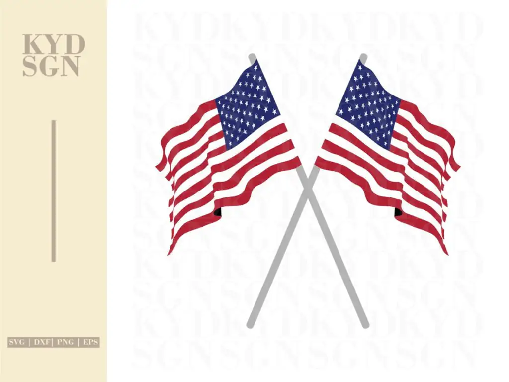 Patriotic Crossed American Flag SVG Cut Files & Clipart