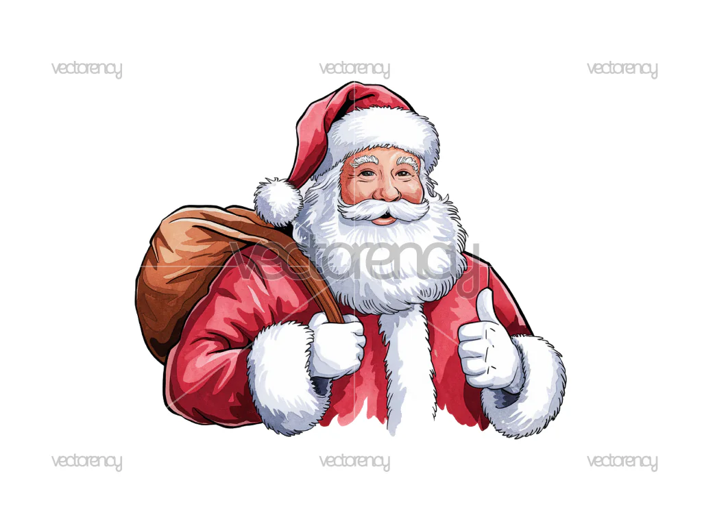 Watercolor Illustration of Santa Claus PNG DTF Sublimation