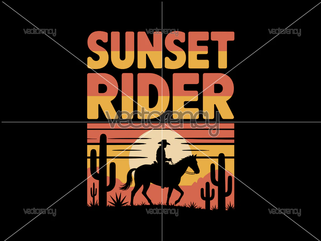 Sunset Riders, Cowboy, Horse Riding, POD Design PNG