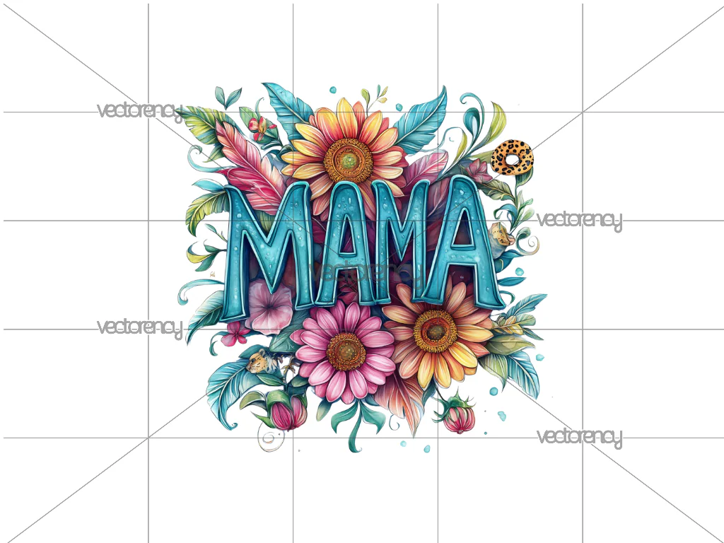 Watercolor Sunflower Mama PNG