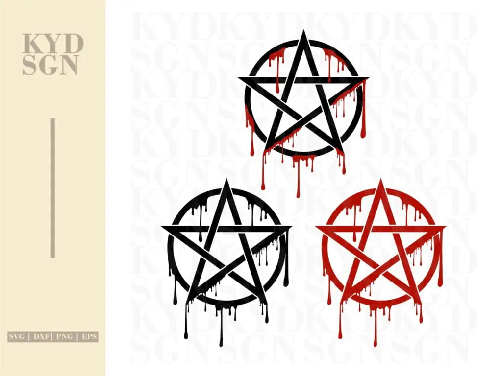 Pentagram SVG with Blood Gothic Cricut Drip