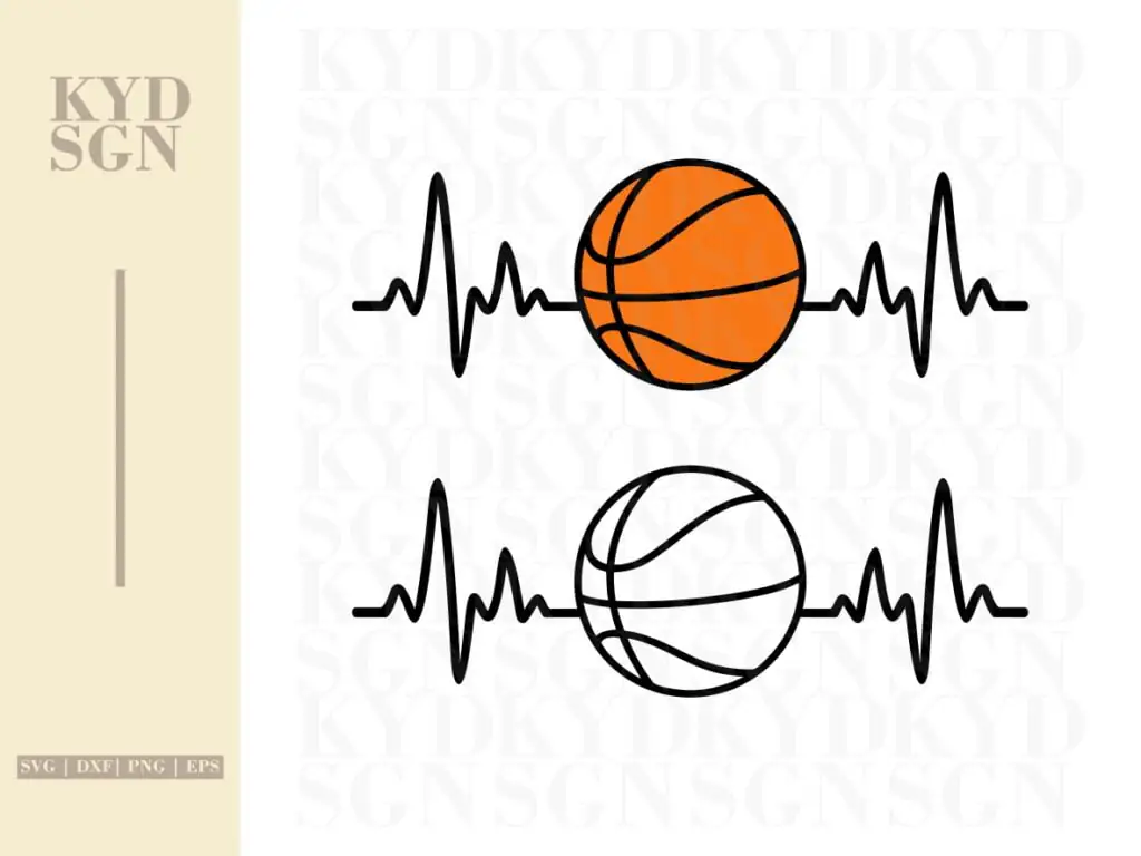 Heartbeat Line Basketball SVG Cricut Silhouette