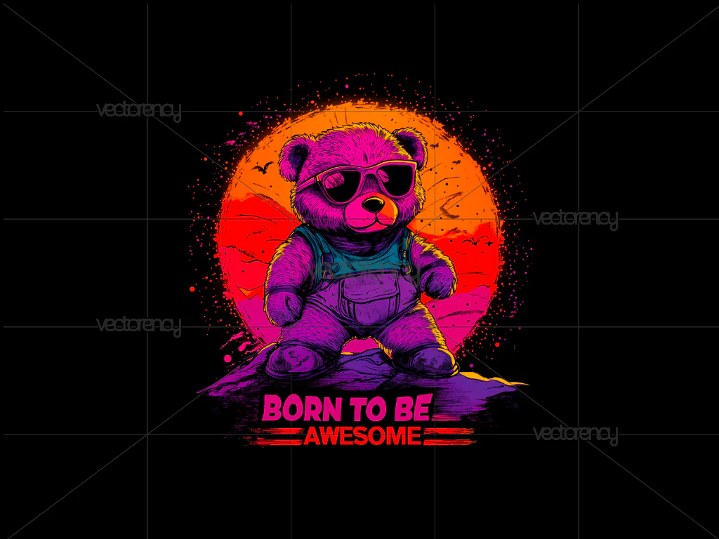 Teddy Bear Born To Be Awesome PNG HD