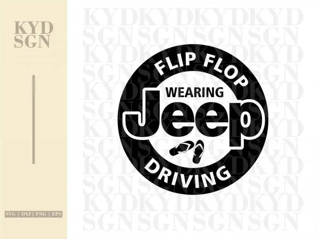 Flip Flop Wearing Jeep Driving SVG