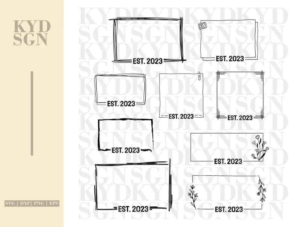 Est Frame Rectangle Template SVG, Clip Art, PNG Bundle