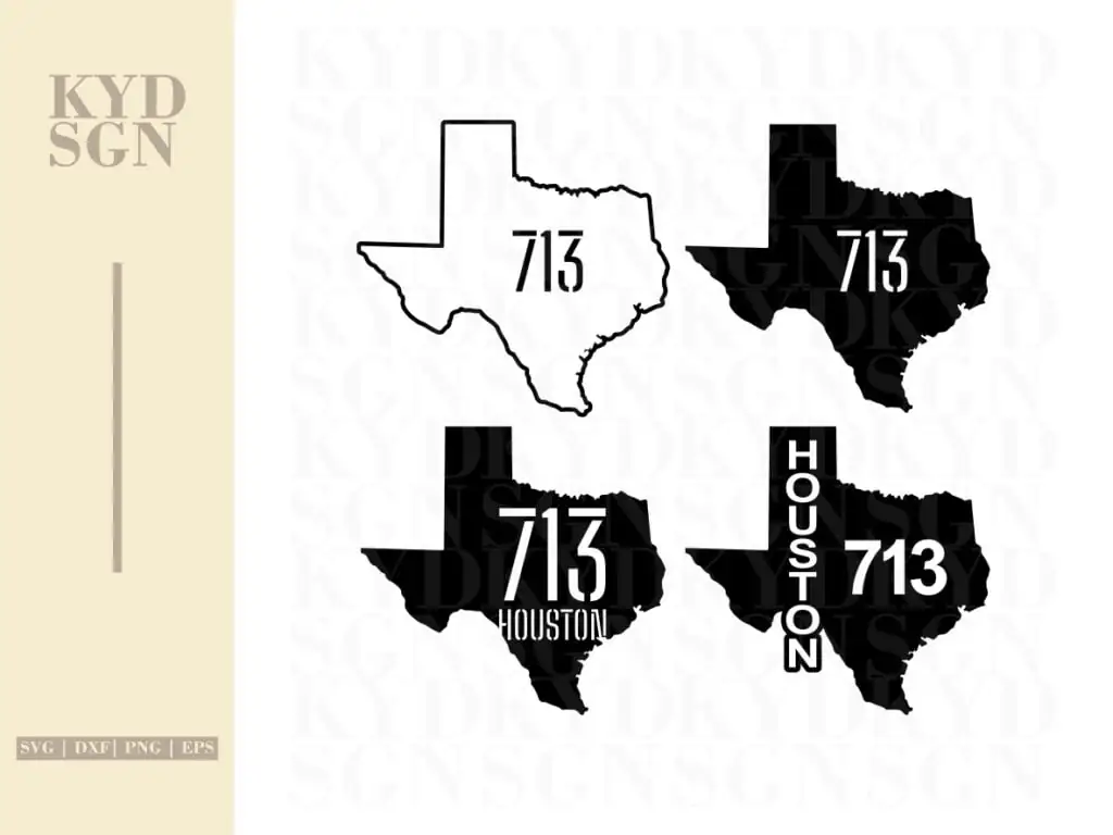 Houston Area Codes SVG With Maps