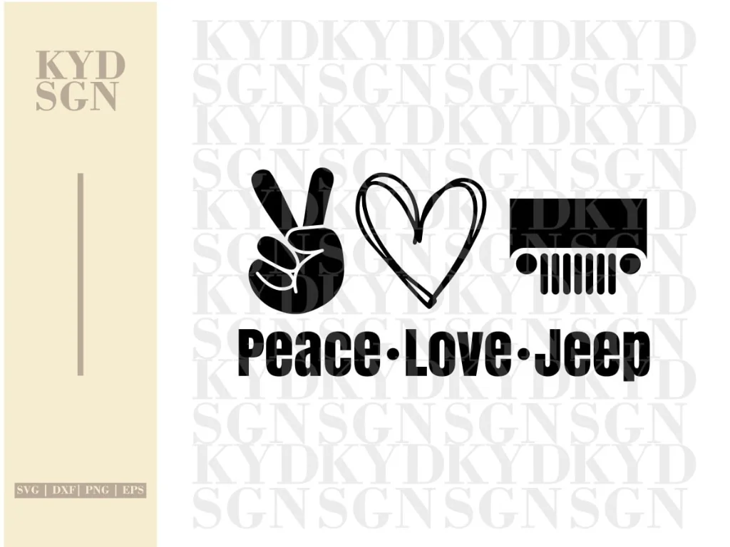 Peace Love Jeep SVG