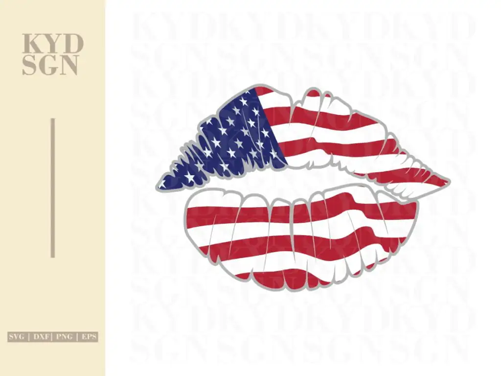 Patriotic American Flag Lips SVG Cricut Files