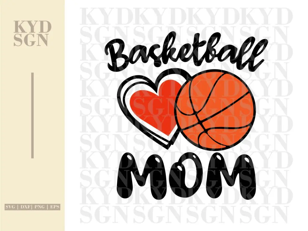 Basketball SVG Mom heart, Basketball Mom Cricut Image