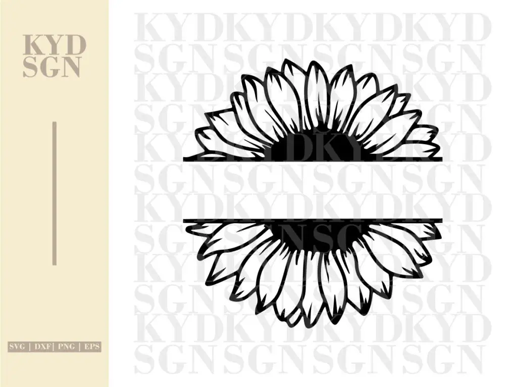 Sunflower Monogram SVG, Flower Split Name