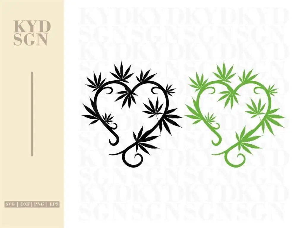 Marijuana Wreath Cannabis Heart SVG Cricut Silhouette Cameo