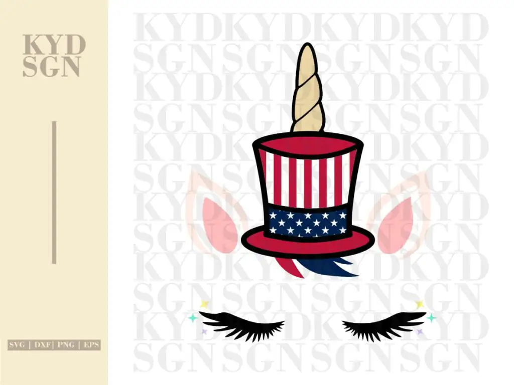 Uncle Sam Patriotic Unicorn Face SVG File Clipart