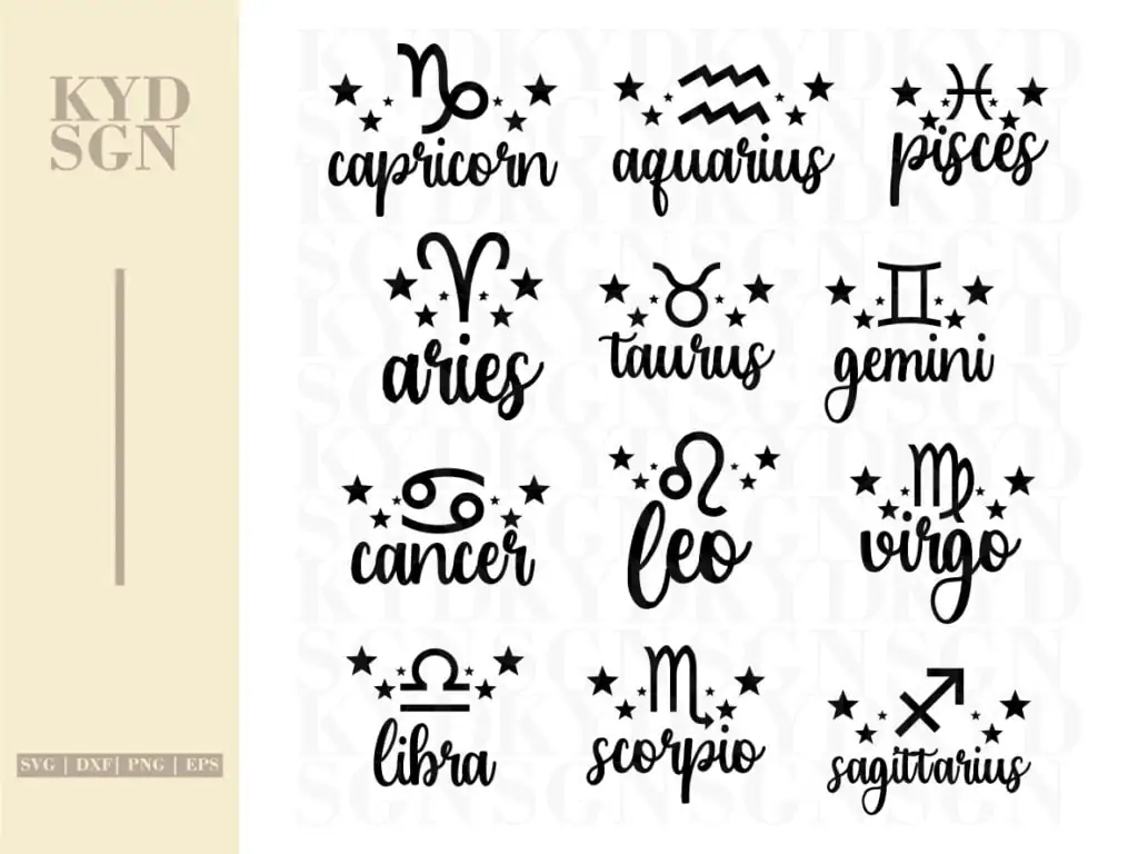 Astrology Signs SVG, Zodiac Symbols SVG Cricut Cut File