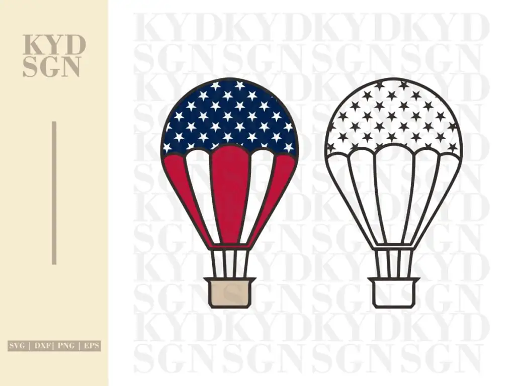 Patriotic Hot Air Balloon SVG Cut File Clipart