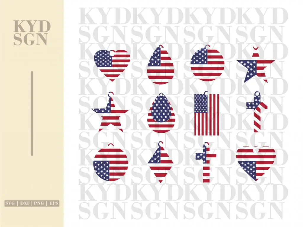 American Flag Earrings Design SVG