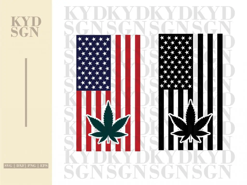 American Flag with Marijuana SVG