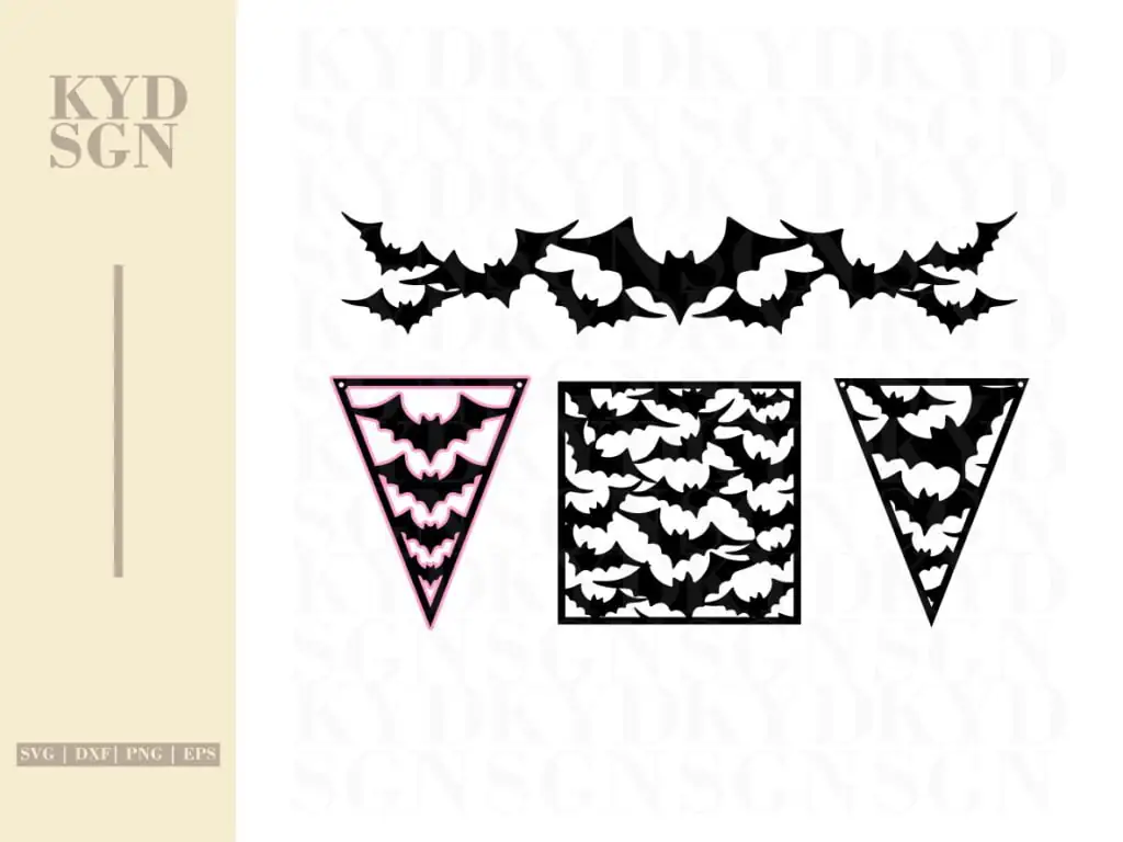 Bats Halloween Bunting Banner SVG Cut Files