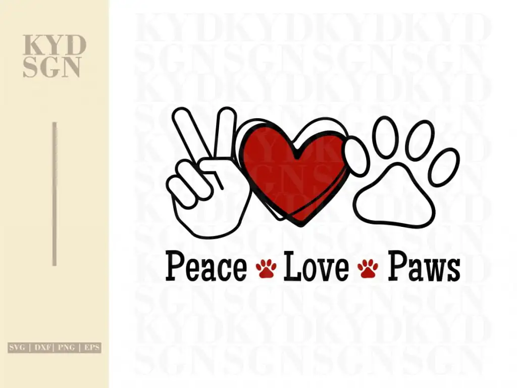 Peace Love Paws SVG