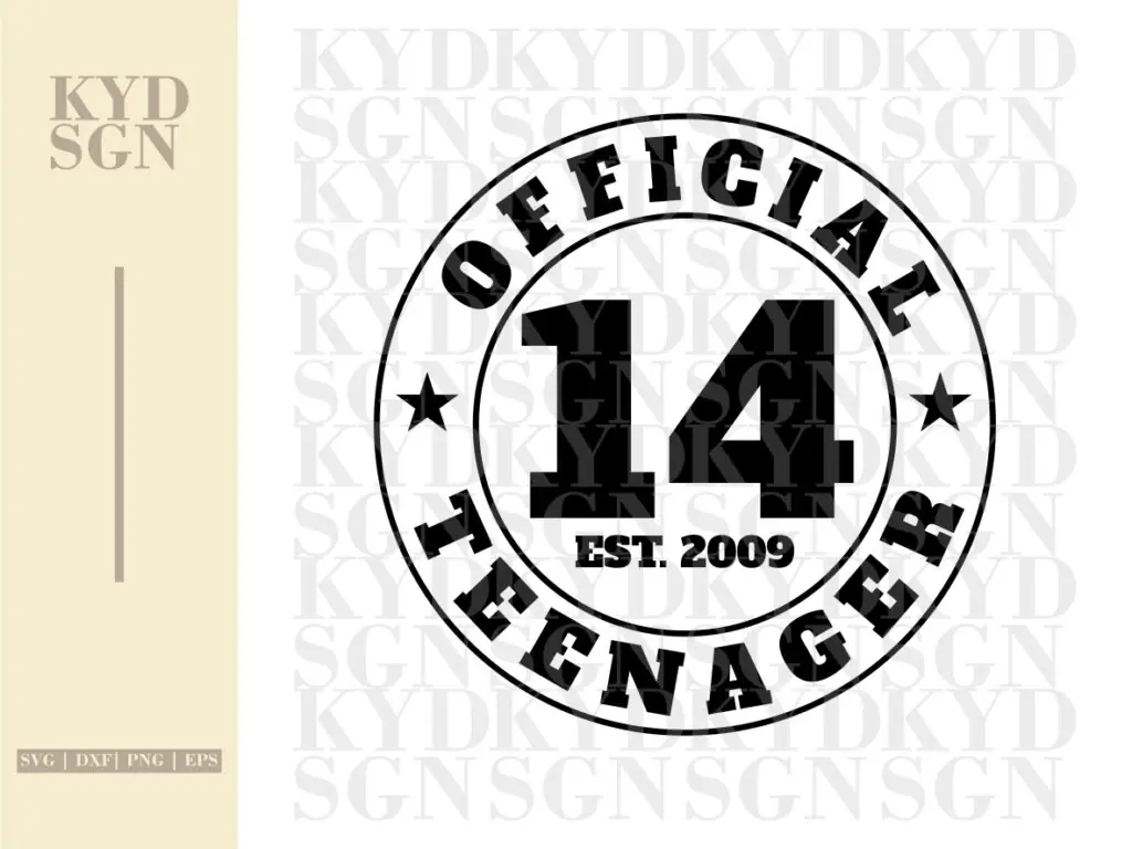 Official Teenager 14 SVG, 14th Birthday SVG, 2009