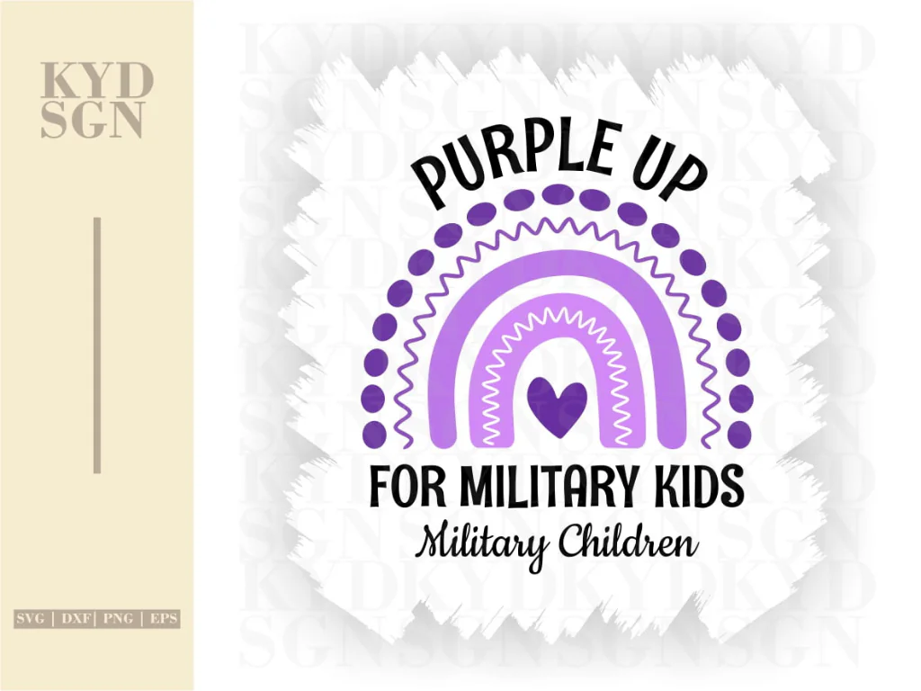 Purple Up For Military Kids SVG Rainbow Children