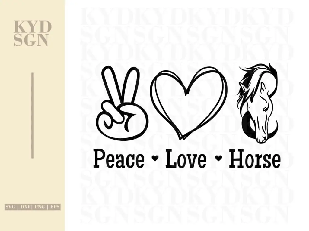 Horse Sayings SVG, Peace Love And Horse Clipart Vector Image PNG EPS