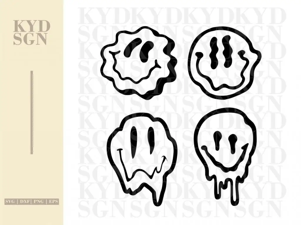 Melted Smiley SVG, PNG, EPS and DXF