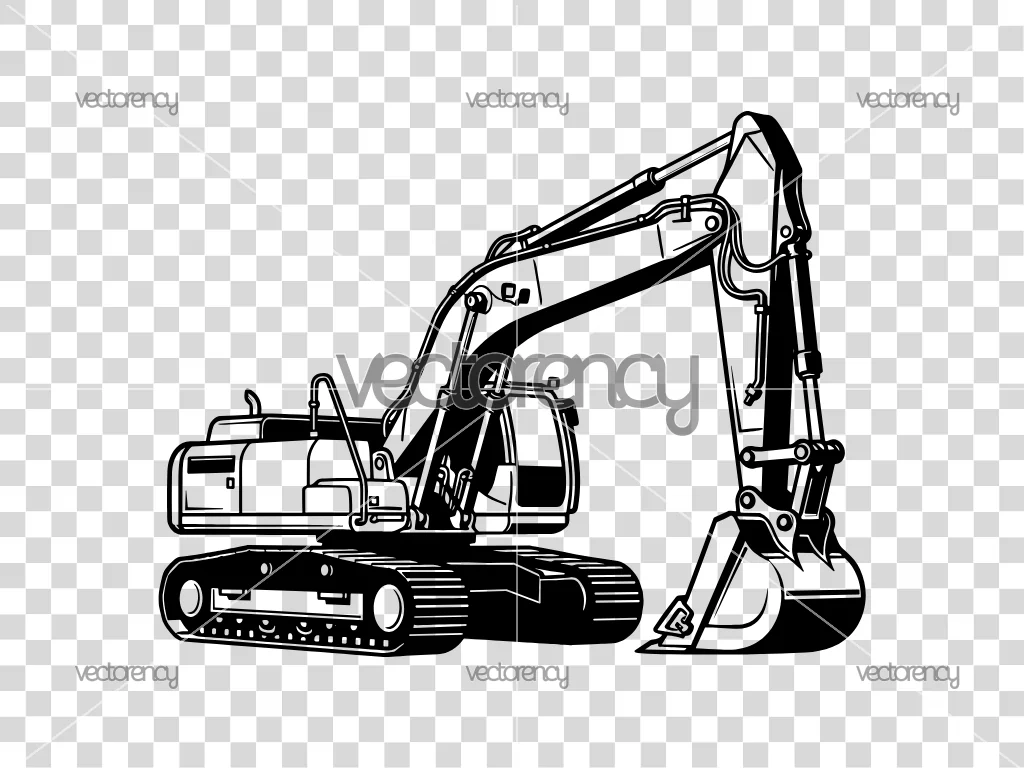 Excavators Outline Vector PNG HD