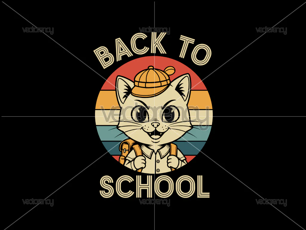 Back To School Cat Retro Shirt Design SVG PNG