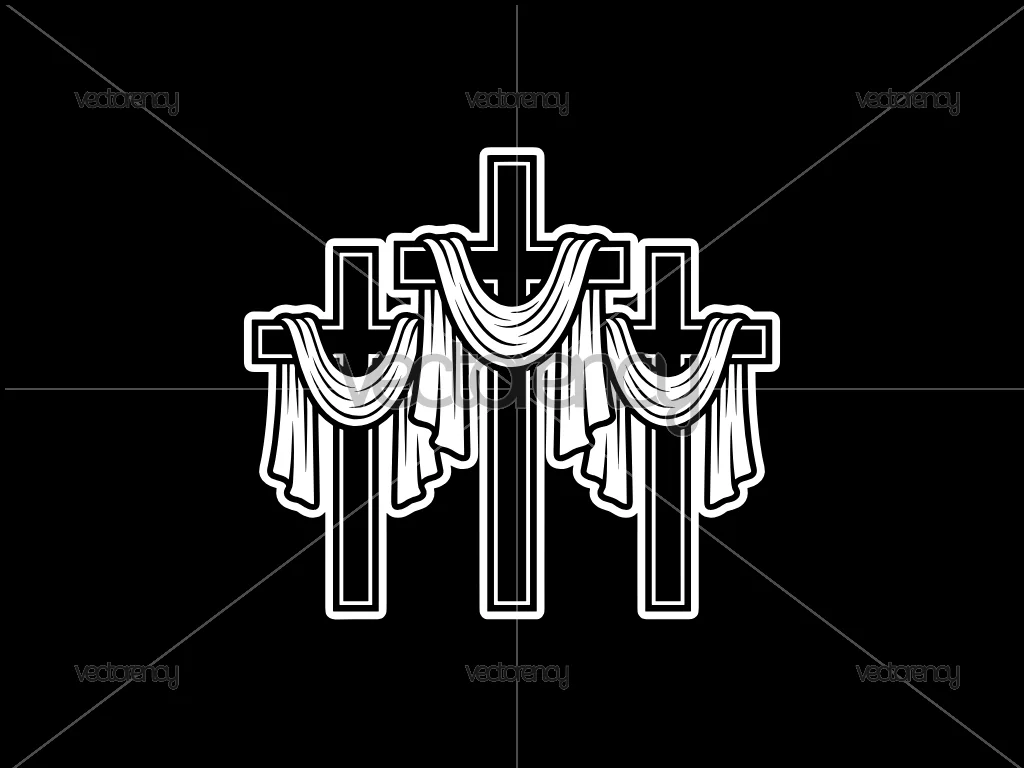 Three Cross With Drape SVG Vector PNG