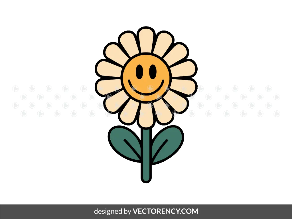 Groovy Daisy Flower SVG Layered Vector