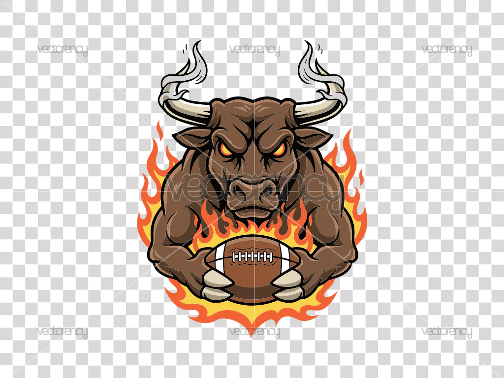 Football Mascot Design Bull Vector PNG Download