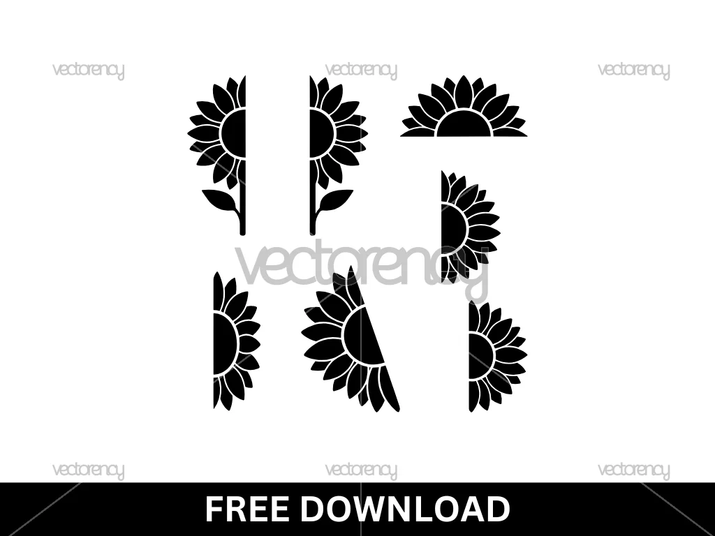 Half Sunflower Set SVG Free