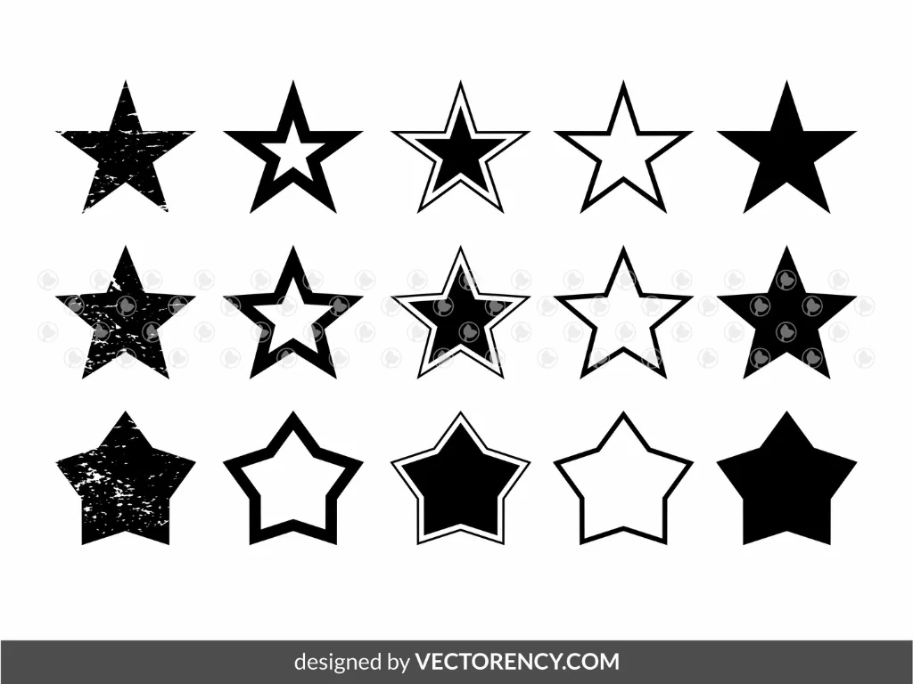 Sparkle, Classic Distressed Outline Star SVG