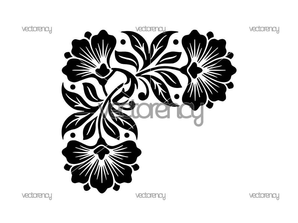 Floral Corner Vector Art SVG