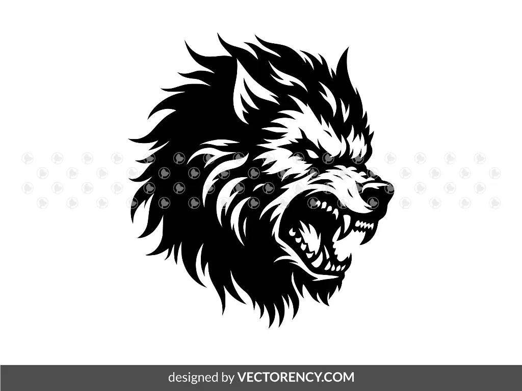 Angry Werewolf Head Vector SVG