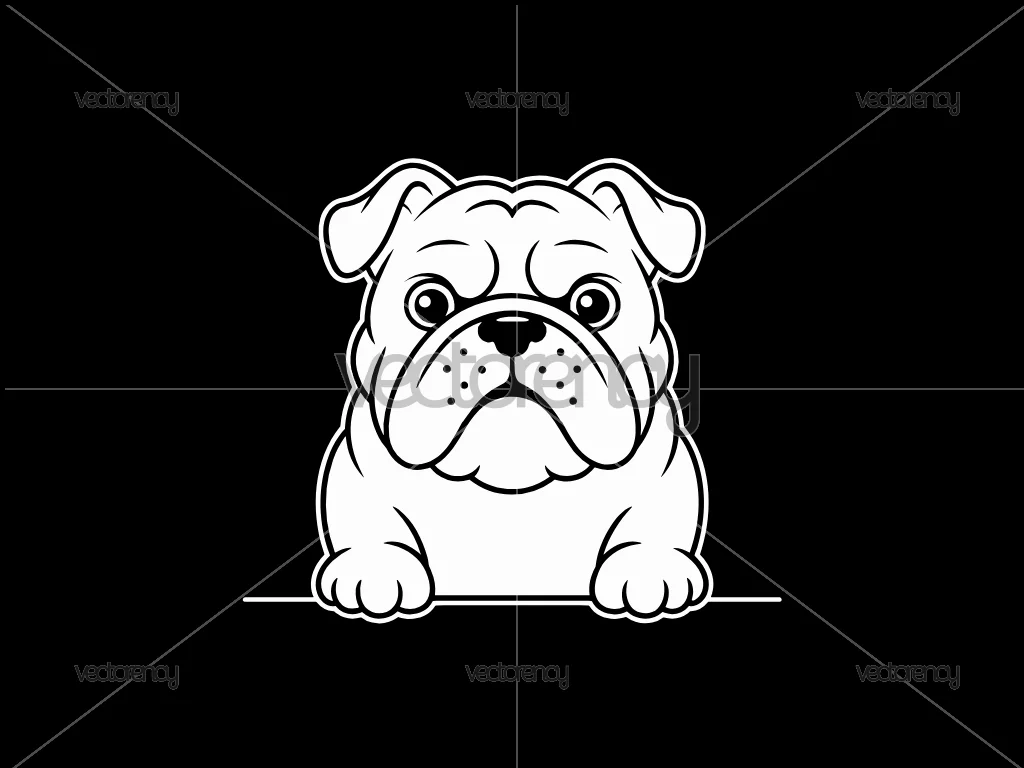 Bulldog Peeking SVG Vector Cricut Image