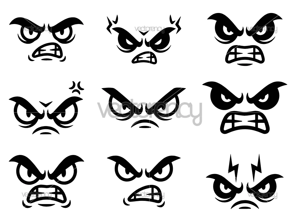 Angry Eyes Cartoon SVG Vector