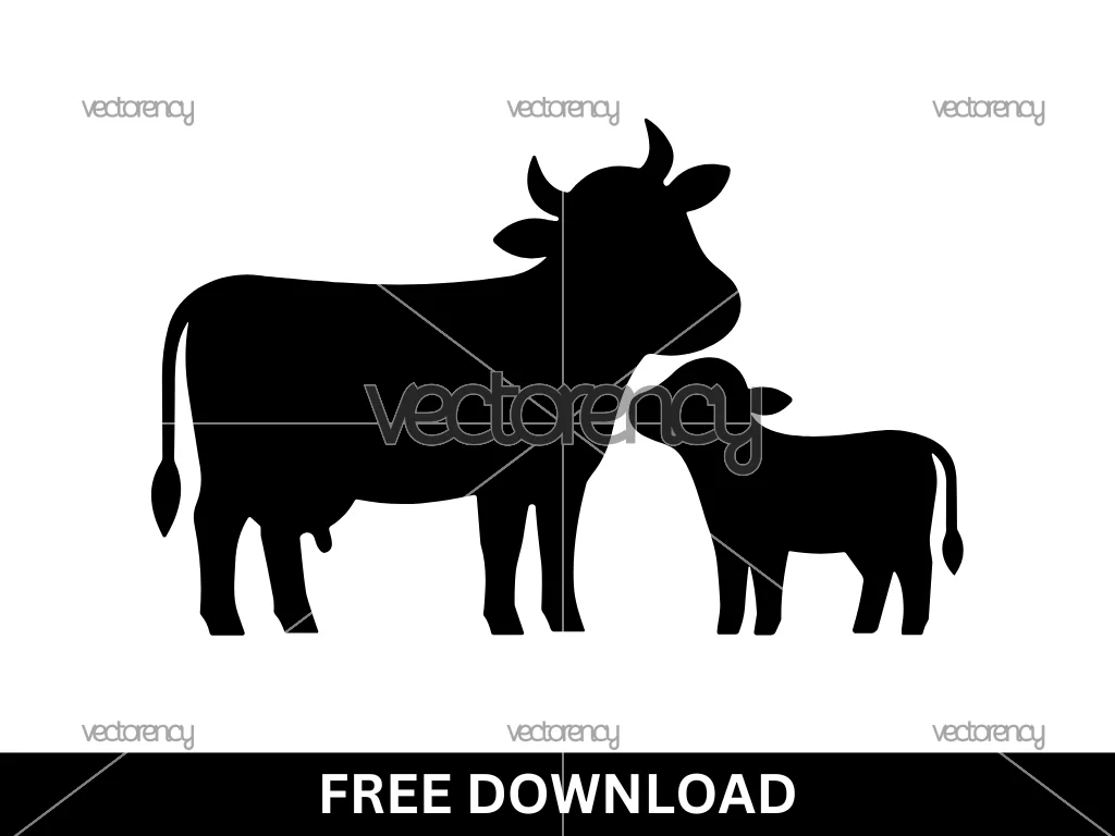 Cow Calf Silhouette Cows SVG Free