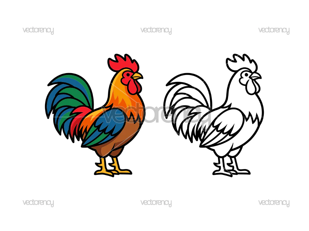 Rooster Chicken Clipart Vector PNG SVG