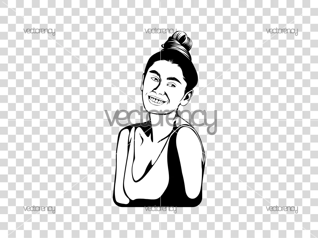 Women With Hair Bun Illustration Vector SVG