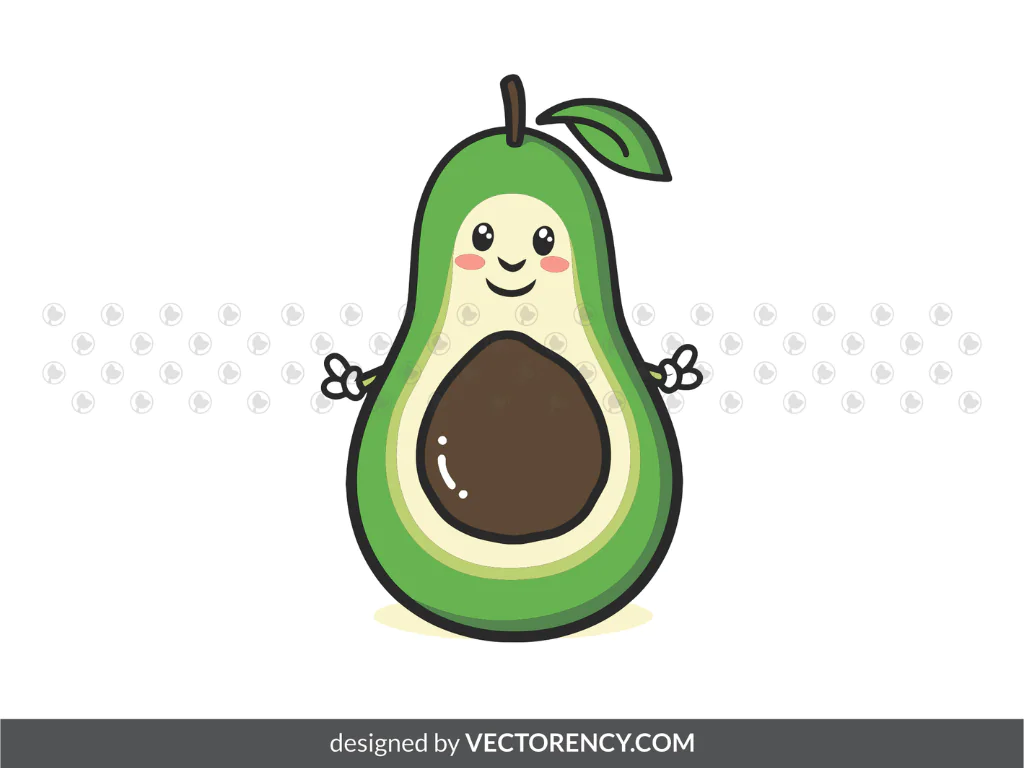 Joyful Avocado Vector, Avocado Clipart SVG EPS