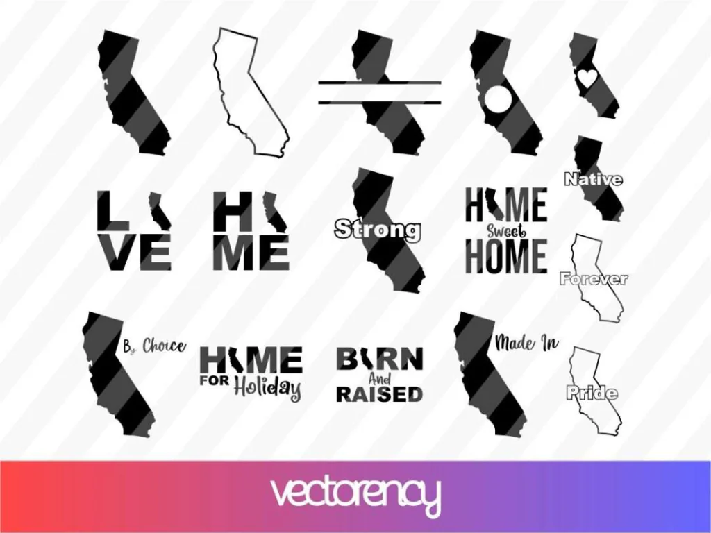 California SVG Bundle California Pride Love Map Monogram