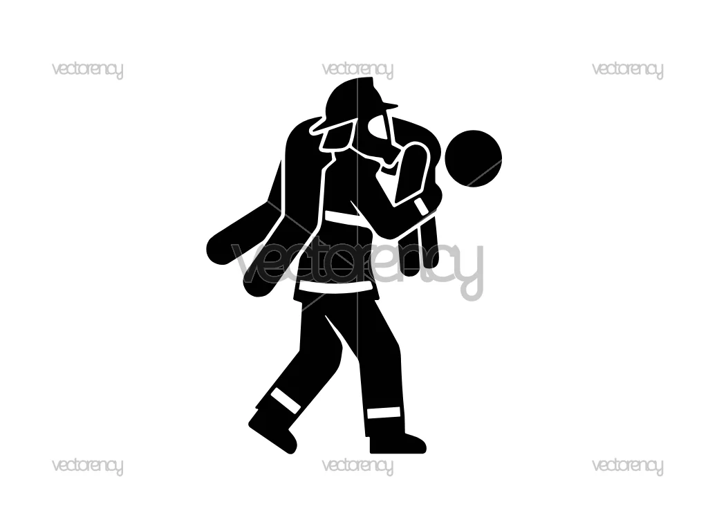 Firefighter Carrying SVG Cut File