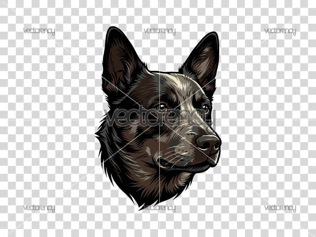 Australian Cattle Dog Head Vector Cartoon SVG PNG
