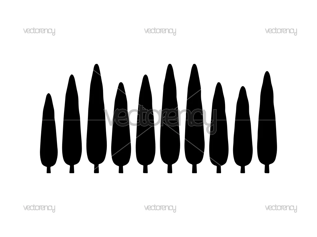 Tree Line Up Silhouette SVG Vector