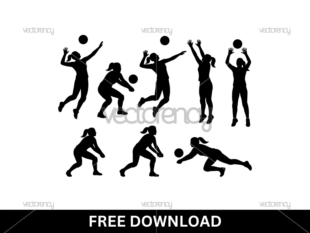 Female Volleyball SVG Cricut Free Download Clipart Sport