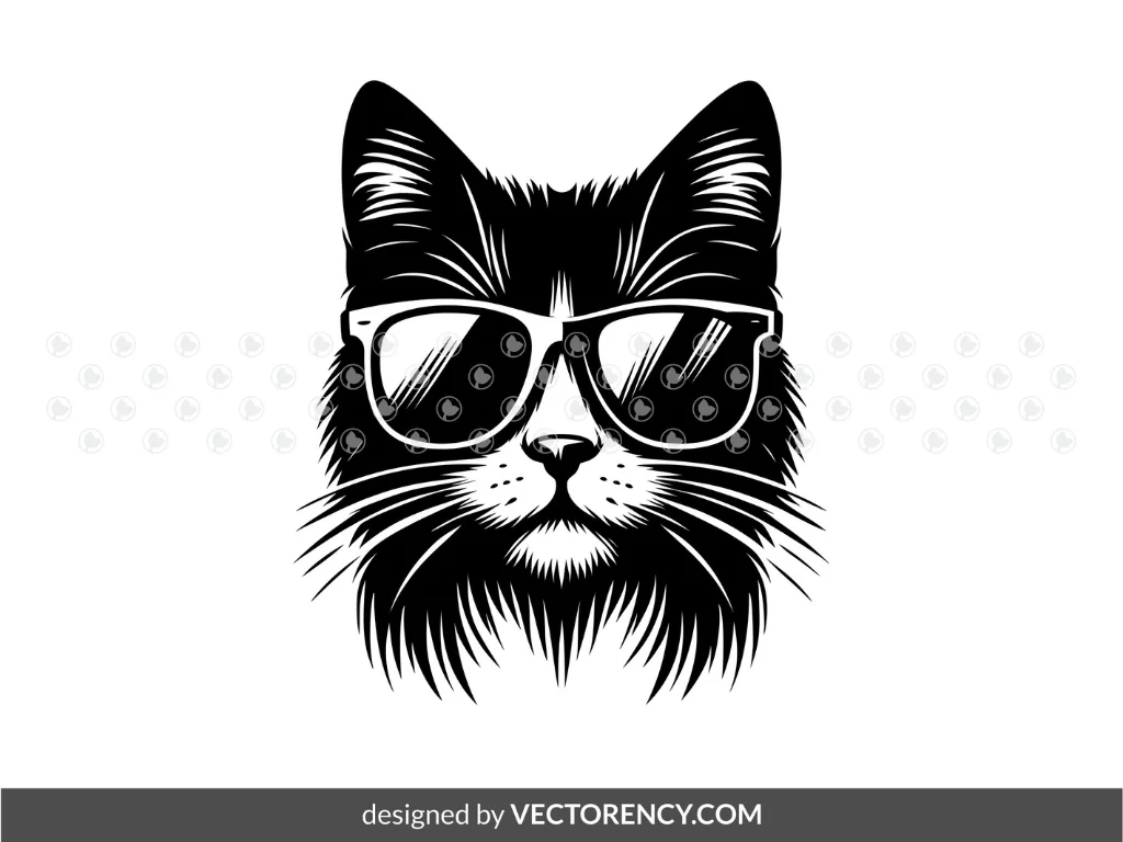 Cute Cat Wearing Sunglasses SVG