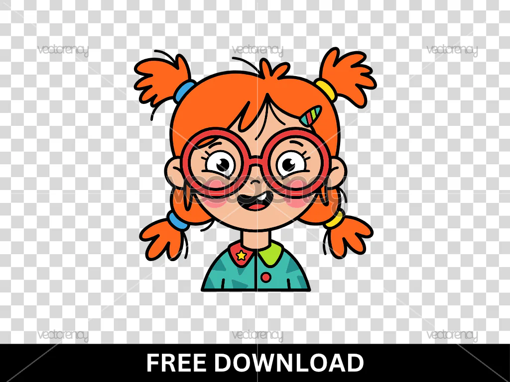 Quirky Cute Girl Clipart Vector Free
